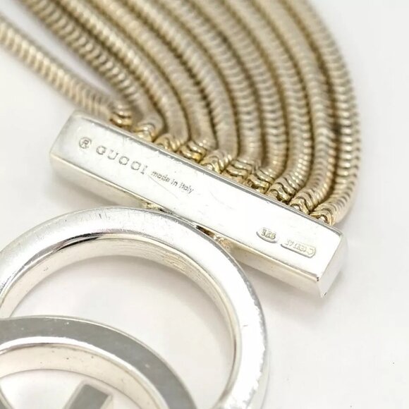 GUCCI Multi Strand G Logos Bracelet 7.5" Silver 925 Auth w/Box #783-32 - Picture 4 of 16